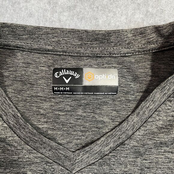Callaway Shirt Mens M Grey V-Neck Quick Dry Opti-Dri Short Sleeve Golf - Picture 3 of 6